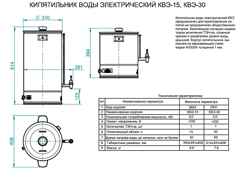 Кипятильник Abat КВЭ-15 наливной Кипятильник Abat КВЭ-15 наливной